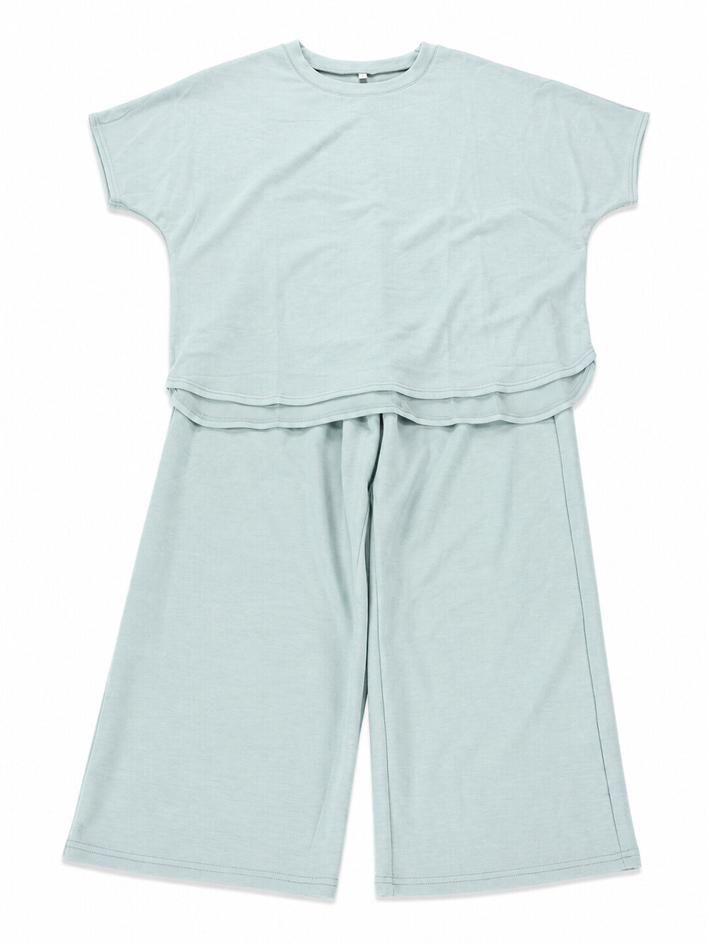 Women's Cotton Modal Knit Jersey Capri Wide Leg Loungewear Set Sz L - Picture 2 of 13